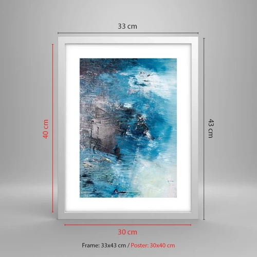Affiche dans un cadre blanc - Poster - Rhapsodie en bleu - 30x40 cm