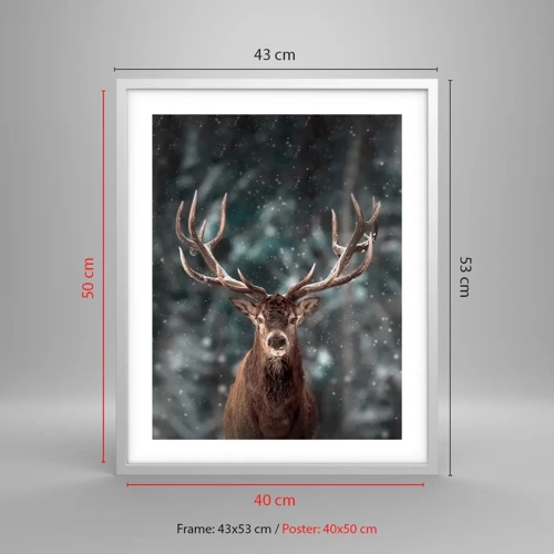 Affiche dans un cadre blanc - Poster - Roi de la forêt couronné - 40x50 cm
