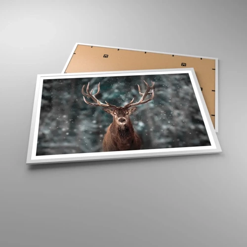 Affiche dans un cadre blanc - Poster - Roi de la forêt couronné - 91x61 cm