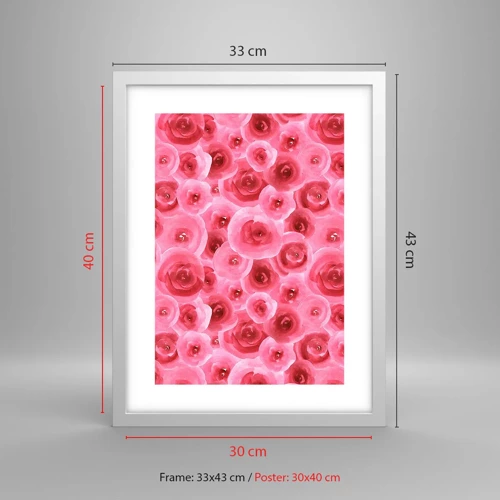 Affiche dans un cadre blanc - Poster - Roses en-haut et en-bas - 30x40 cm