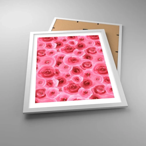 Affiche dans un cadre blanc - Poster - Roses en-haut et en-bas - 40x50 cm