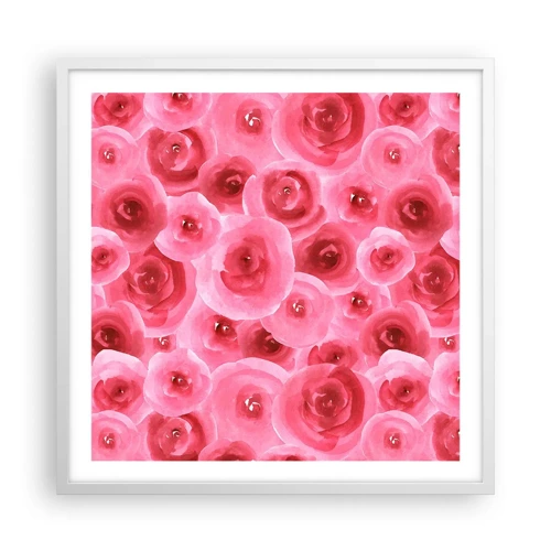 Affiche dans un cadre blanc - Poster - Roses en-haut et en-bas - 60x60 cm