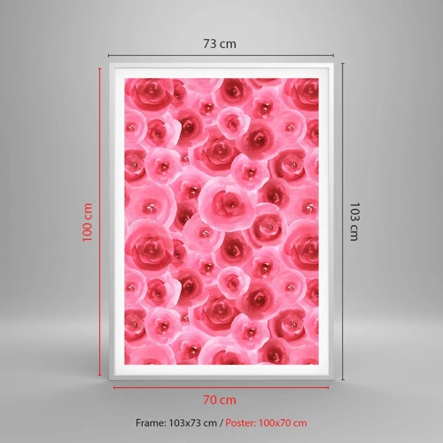 Affiche dans un cadre blanc - Poster - Roses en-haut et en-bas - 70x100 cm