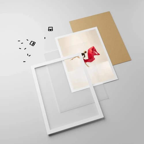 Affiche dans un cadre blanc - Poster - Rouge et noir - 50x70 cm