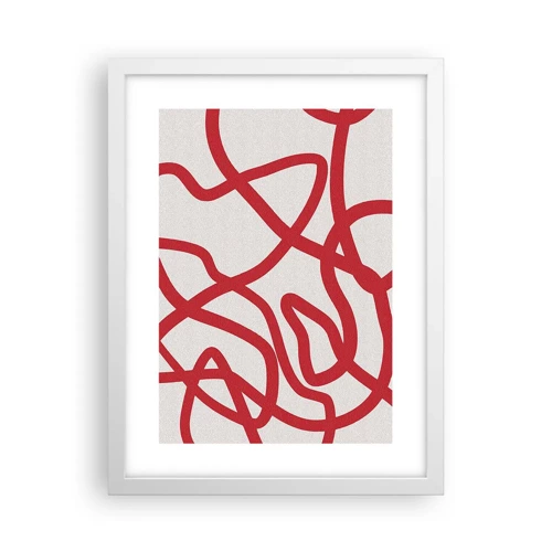 Affiche dans un cadre blanc - Poster - Rouge sur blanc - 30x40 cm
