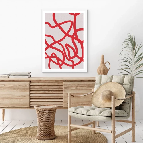 Affiche dans un cadre blanc - Poster - Rouge sur blanc - 30x40 cm