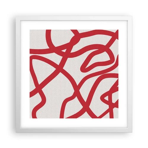 Affiche dans un cadre blanc - Poster - Rouge sur blanc - 40x40 cm