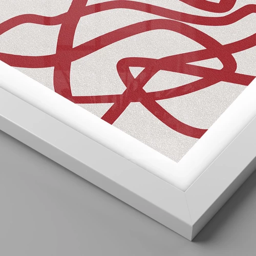 Affiche dans un cadre blanc - Poster - Rouge sur blanc - 40x40 cm