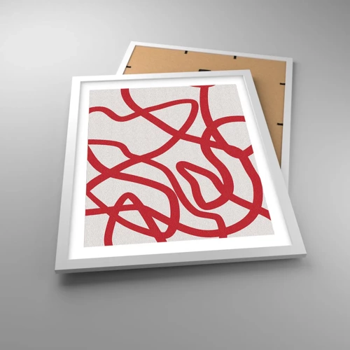 Affiche dans un cadre blanc - Poster - Rouge sur blanc - 40x50 cm