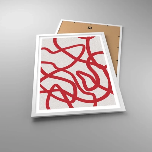Affiche dans un cadre blanc - Poster - Rouge sur blanc - 50x70 cm