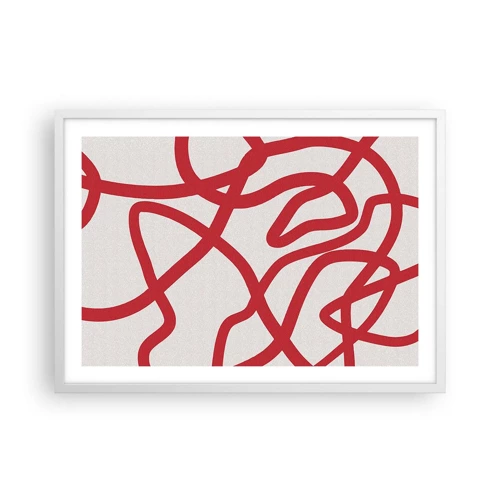 Affiche dans un cadre blanc - Poster - Rouge sur blanc - 70x50 cm