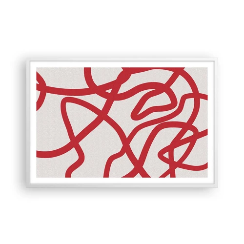 Affiche dans un cadre blanc - Poster - Rouge sur blanc - 91x61 cm