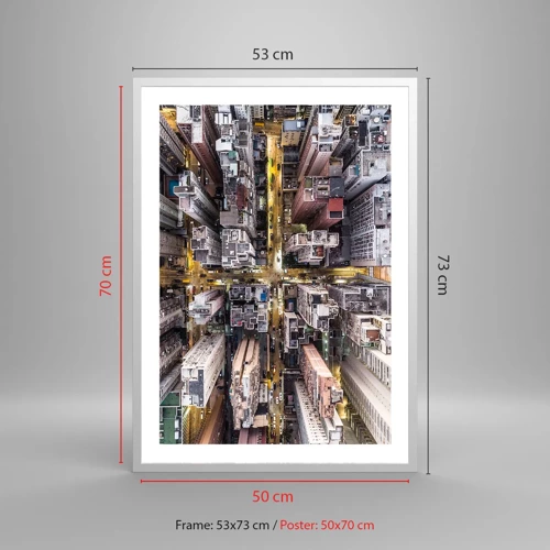 Affiche dans un cadre blanc - Poster - Salutations de Hong-Kong - 50x70 cm