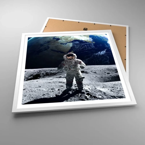 Affiche dans un cadre blanc - Poster - Salutations de la lune - 60x60 cm