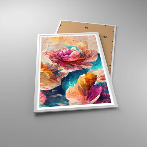 Affiche dans un cadre blanc - Poster - Splendeur colorée du bouquet - 61x91 cm
