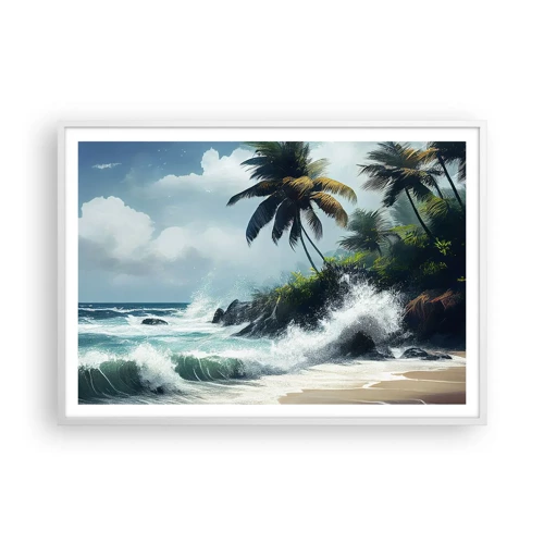Affiche dans un cadre blanc - Poster - Sur une côte tropicale - 100x70 cm