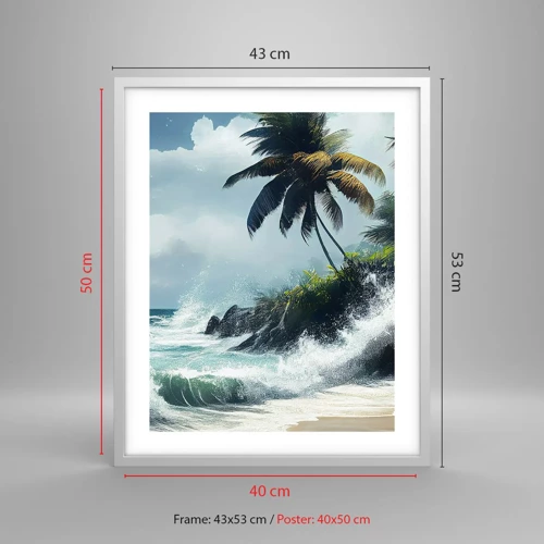 Affiche dans un cadre blanc - Poster - Sur une côte tropicale - 40x50 cm