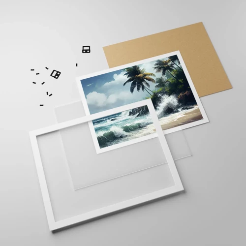 Affiche dans un cadre blanc - Poster - Sur une côte tropicale - 70x50 cm