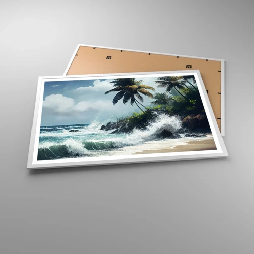 Affiche dans un cadre blanc - Poster - Sur une côte tropicale - 91x61 cm