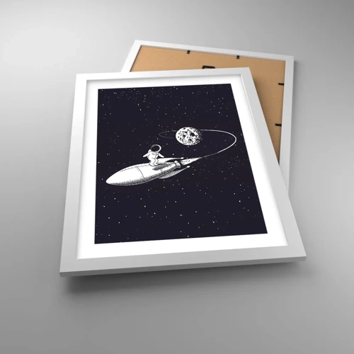 Affiche dans un cadre blanc - Poster - Surfeur de l'espace - 30x40 cm