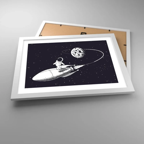 Affiche dans un cadre blanc - Poster - Surfeur de l'espace - 40x30 cm