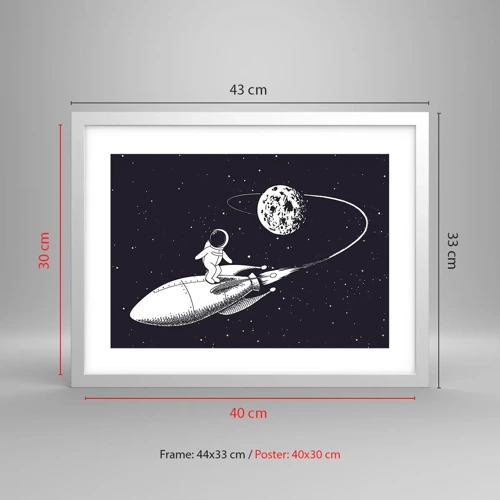 Affiche dans un cadre blanc - Poster - Surfeur de l'espace - 40x30 cm