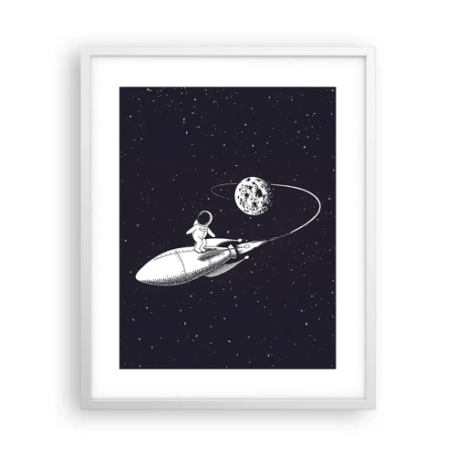 Affiche dans un cadre blanc - Poster - Surfeur de l'espace - 40x50 cm