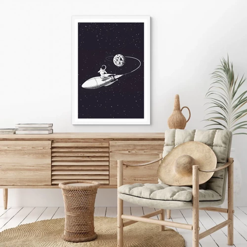 Affiche dans un cadre blanc - Poster - Surfeur de l'espace - 40x50 cm