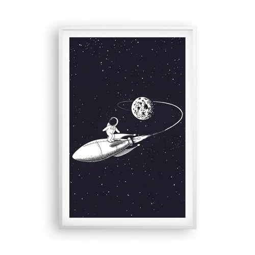 Affiche dans un cadre blanc - Poster - Surfeur de l'espace - 61x91 cm