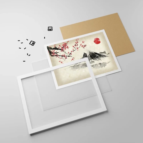 Affiche dans un cadre blanc - Poster - Tomber amoureux du Japon - 100x70 cm