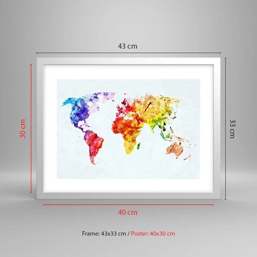 Affiche dans un cadre blanc - Poster - Toutes les couleurs du monde - 40x30 cm