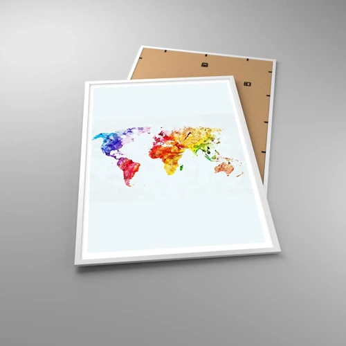 Affiche dans un cadre blanc - Poster - Toutes les couleurs du monde - 70x100 cm
