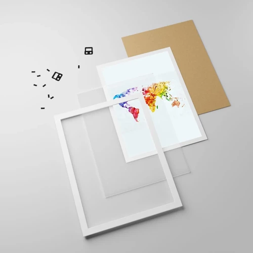 Affiche dans un cadre blanc - Poster - Toutes les couleurs du monde - 70x100 cm