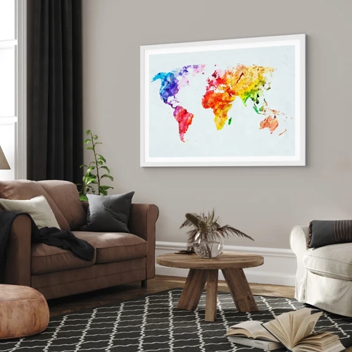 Affiche dans un cadre blanc - Poster - Toutes les couleurs du monde - 70x50 cm