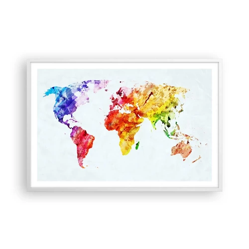 Affiche dans un cadre blanc - Poster - Toutes les couleurs du monde - 91x61 cm