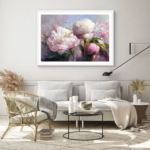 Affiche dans un cadre blanc - Poster - Un bouquet plein de vie - 100x70 cm