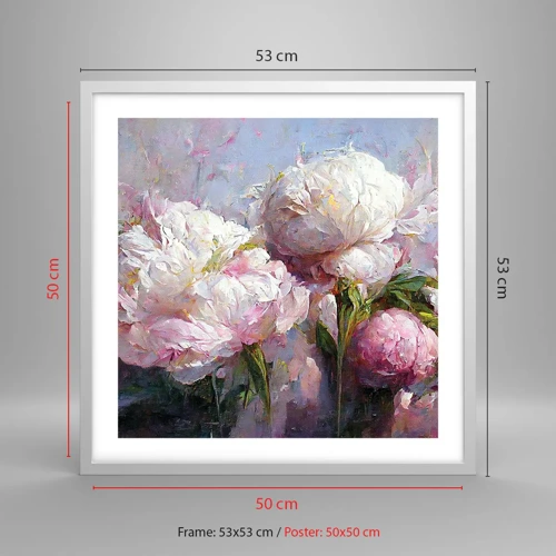 Affiche dans un cadre blanc - Poster - Un bouquet plein de vie - 50x50 cm