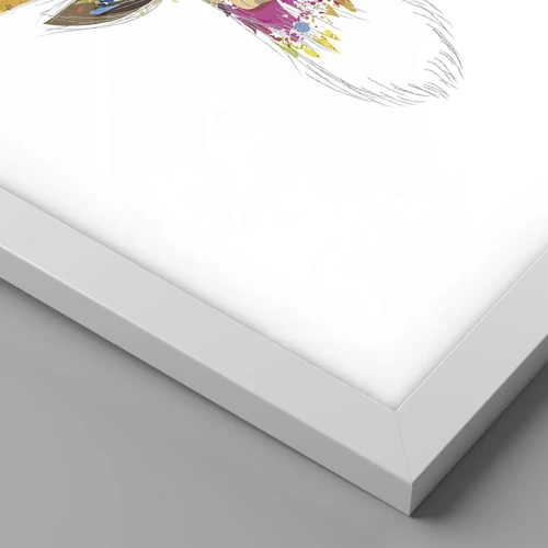 Affiche dans un cadre blanc - Poster - Un cerf doux baigné de couleur - 40x40 cm