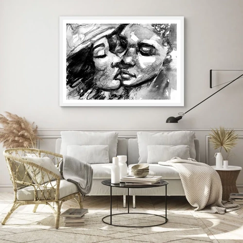 Affiche dans un cadre blanc - Poster - Un moment tendre - 40x30 cm