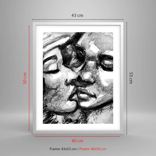 Affiche dans un cadre blanc - Poster - Un moment tendre - 40x50 cm