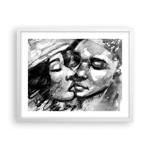 Affiche dans un cadre blanc - Poster - Un moment tendre - 50x40 cm