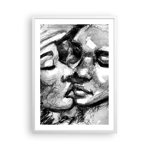 Affiche dans un cadre blanc - Poster - Un moment tendre - 50x70 cm