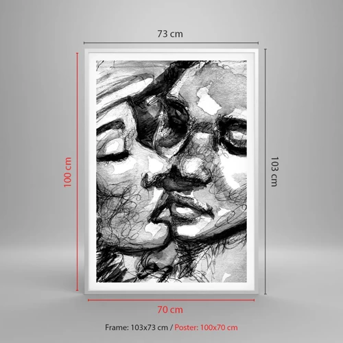 Affiche dans un cadre blanc - Poster - Un moment tendre - 70x100 cm