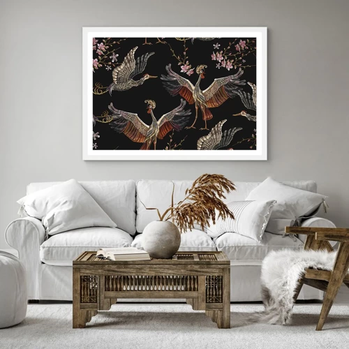 Affiche dans un cadre blanc - Poster - Un oiseau de conte de fées - 40x40 cm