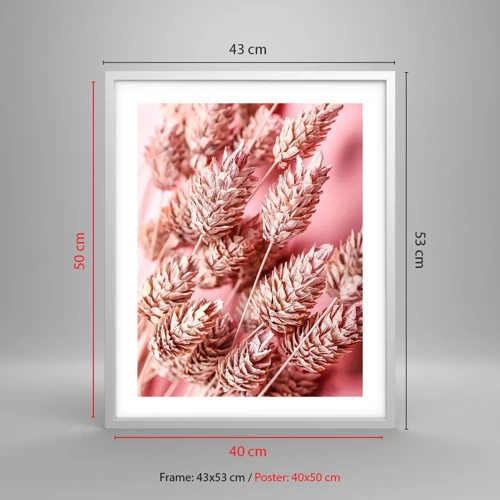 Affiche dans un cadre blanc - Poster - Une cascade florale en rose - 40x50 cm