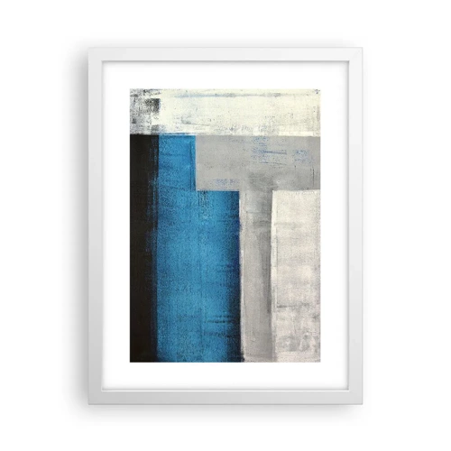 Affiche dans un cadre blanc - Poster - Une composition poétique de gris et de bleu - 30x40 cm