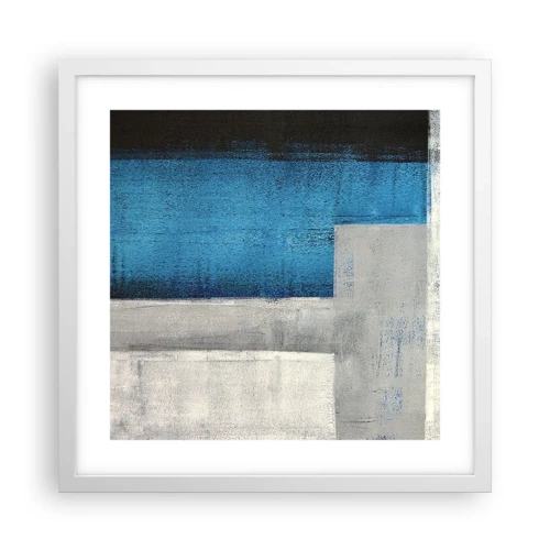 Affiche dans un cadre blanc - Poster - Une composition poétique de gris et de bleu - 40x40 cm