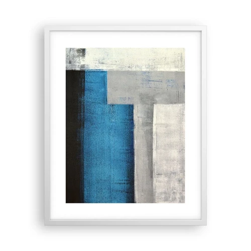 Affiche dans un cadre blanc - Poster - Une composition poétique de gris et de bleu - 40x50 cm