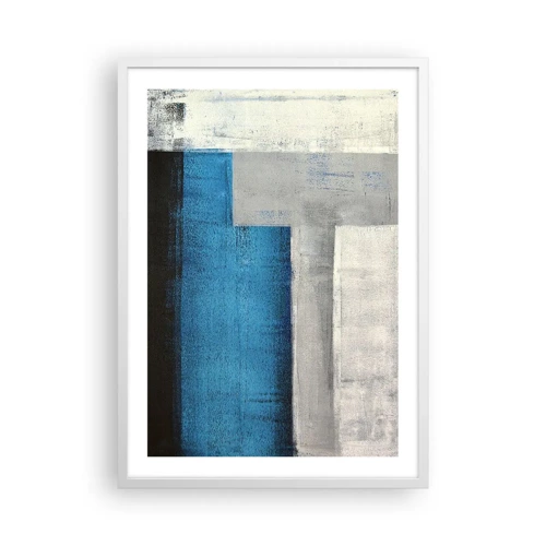 Affiche dans un cadre blanc - Poster - Une composition poétique de gris et de bleu - 50x70 cm