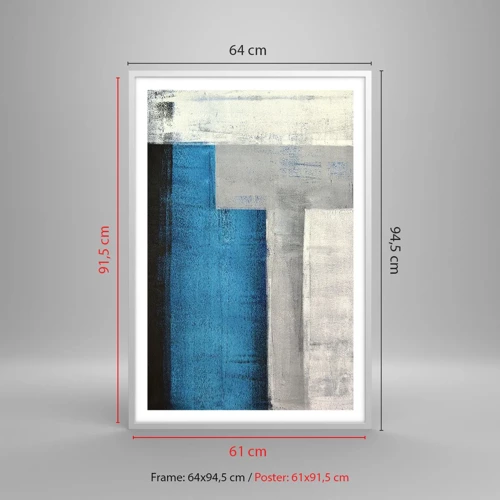 Affiche dans un cadre blanc - Poster - Une composition poétique de gris et de bleu - 61x91 cm